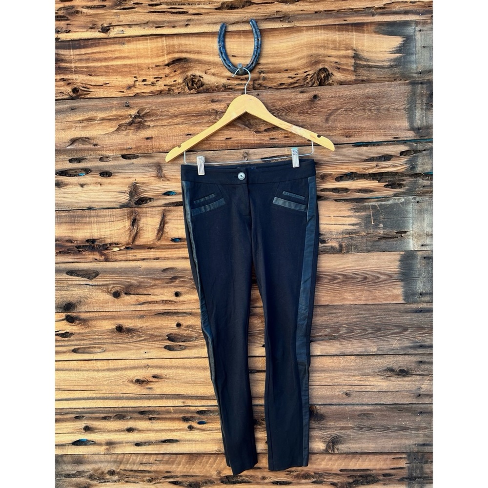 PAIGE | Leather Trim Skinny Slacks 25